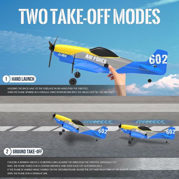 Remote Control Airplane Mustang Fighter Toys, 2.4GHz Smart Gyro Stabilizer RTF Glider Aircraft Plane, Easy to Fly for Kids Beginners