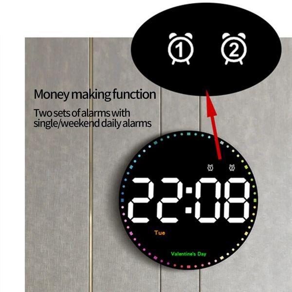 10inch Extra Large Hanging Clock with Remote Control Day and Date for Elderly Clear Display USB Powered Digital Calendar Alarm Clock Dementia Alzheimers Clock