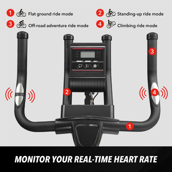 Home Gym Exercise Bike Commercial Stationary Spin Bicycle Pedal Exerciser Fitness Workout Equipment Indoor Cycling Machine LCD Adjustable Resistance