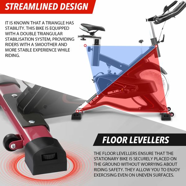 Home Gym Exercise Bike Commercial Stationary Spin Bicycle Pedal Exerciser Fitness Workout Equipment Indoor Cycling Machine LCD Adjustable Resistance