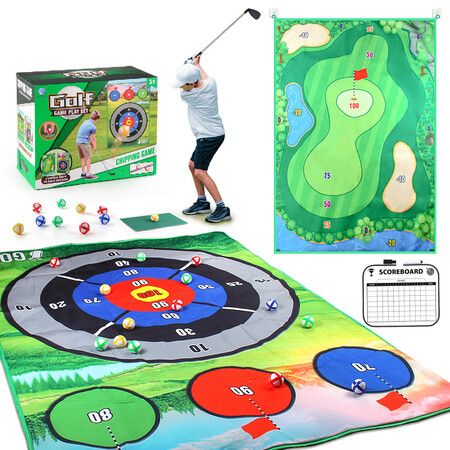 Golf Chipping Game, Golf Game with Golf Hitting Mat and Other Golf Accessories Indoor Outdoor Games for Kids Home Backyard Office