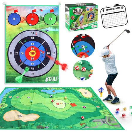 Golf Chipping Game, Golf Game with Golf Hitting Mat and Other Golf Accessories Indoor Outdoor Games for Kids Home Backyard Office