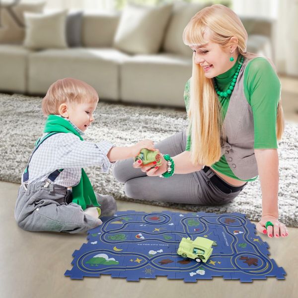 Puzzle Racer Kids Car Jigsaw Track Play Sets Educational Montessori Toy Birthday Gift for Kids Ages 3+