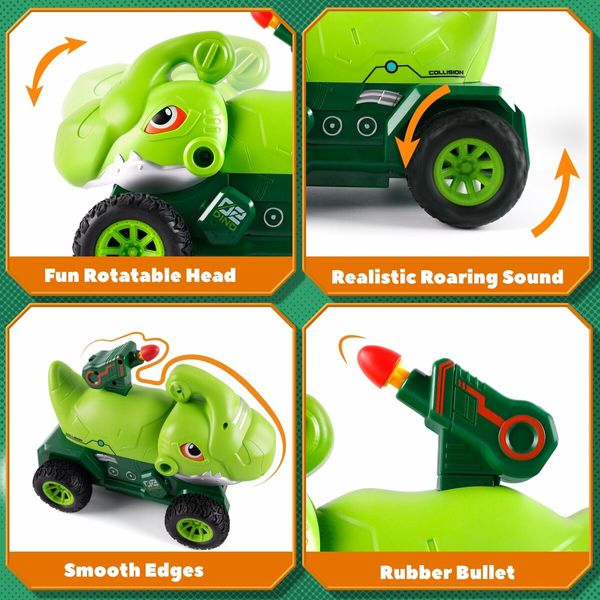 Truck Toys with 6 Die-Cast Metal Cars Foldable Track & Missile Launcher Birthday Gift Idea Toys for Kids Ages 3+(Green)