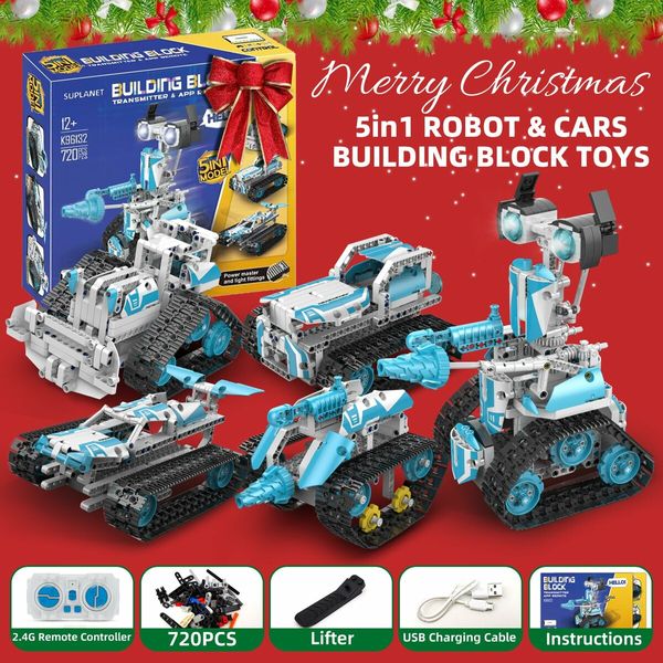 STEM Robot 5-in-1 Remote Control and APP Programmable Robot Toys 720 Pcs DIY Building Block Science Educational Kit for Kids Ages 12+