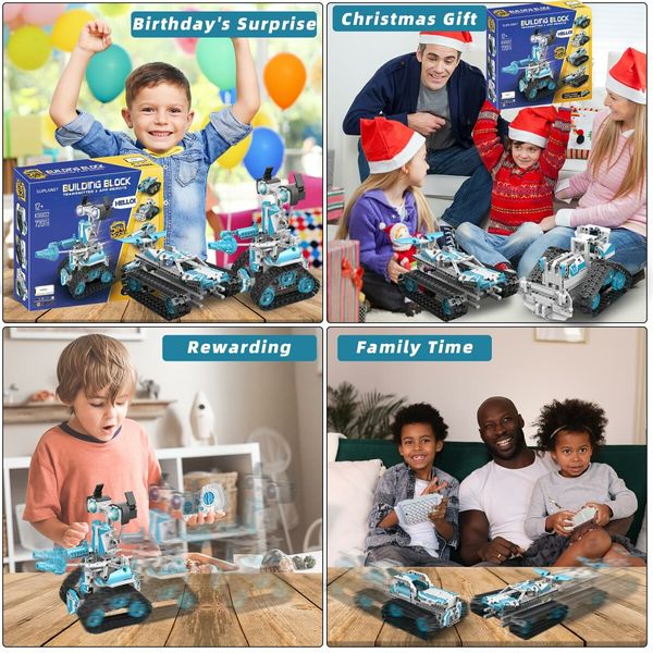 STEM Robot 5-in-1 Remote Control and APP Programmable Robot Toys 720 Pcs DIY Building Block Science Educational Kit for Kids Ages 12+