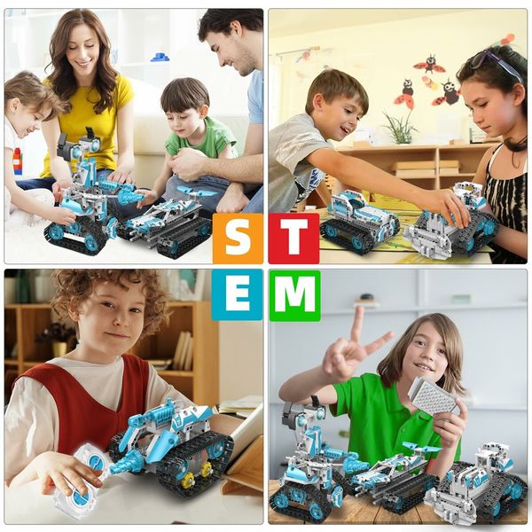 STEM Robot 5-in-1 Remote Control and APP Programmable Robot Toys 720 Pcs DIY Building Block Science Educational Kit for Kids Ages 12+