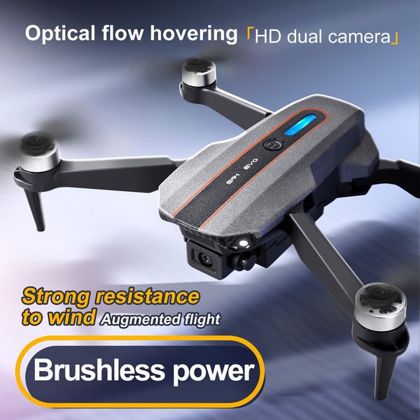 4K HD Dual Camera EVO Drone Obstacle Avoidance Aircraft 5G Wifi FPV Folding Brushless Wide Angle Aerial Photo RC Quadcopter Color Grey