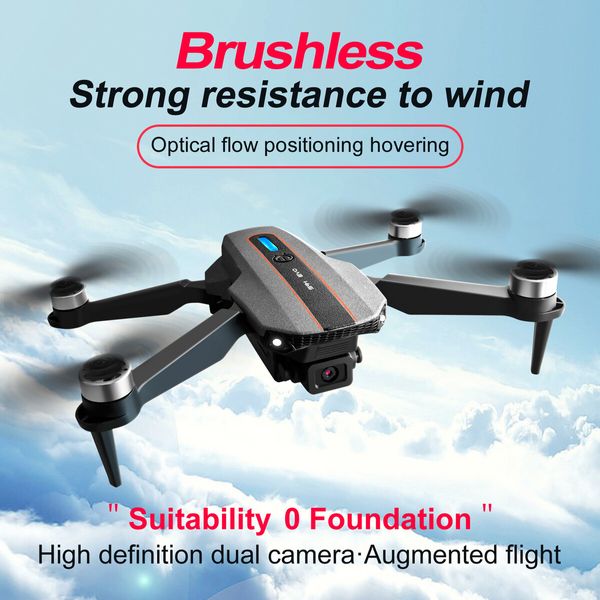 4K HD Dual Camera EVO Drone Obstacle Avoidance Aircraft 5G Wifi FPV Folding Brushless Wide Angle Aerial Photo RC Quadcopter Color Black