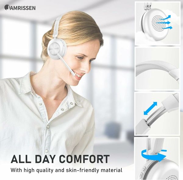 Wireless Bluetooth Headset with Microphone Noise Cancelling Talktime with USB Dongle for PC/Computer/Laptop/Cell Phones