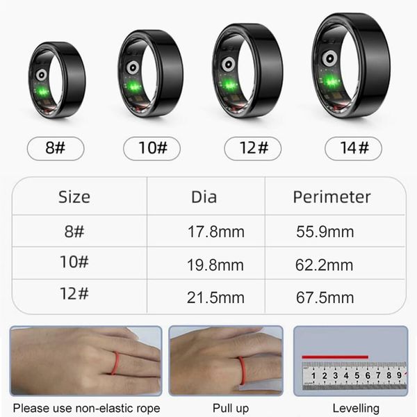 Smart Ring Fitness Tracker with Charging Case,Wearable Smart Tracker Rate Monitor Sleep Recorder for Men Women(10#-White)