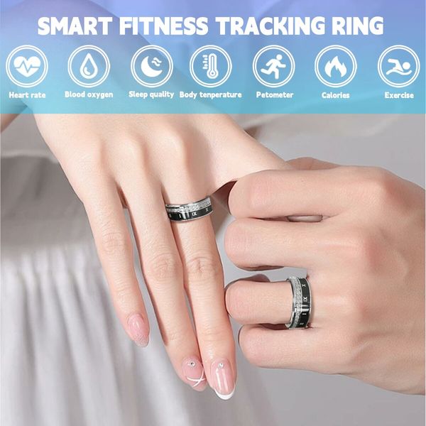 Smart Ring Fitness Tracker Rate Monitor Sleep Recorder Activity Reminder with Charging Case,IP68 Waterproof(10#)