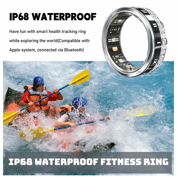 Smart Ring Fitness Tracker Rate Monitor Sleep Recorder Activity Reminder with Charging Case,IP68 Waterproof(10#)