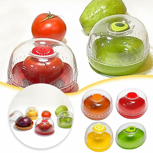 Fruit and Vegetable Silicone Storage Box,Anti-Oxidation Fruit Containers for Fridge,Ideal for Lemon Onion Apple Avocado Garlic Keeper(Red)