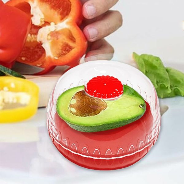 Fruit and Vegetable Silicone Storage Box,Anti-Oxidation Fruit Containers for Fridge,Ideal for Lemon Onion Apple Avocado Garlic Keeper(Red)