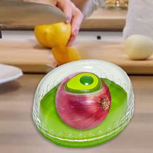 Fruit and Vegetable Silicone Storage Box,Anti-Oxidation Fruit Containers for Fridge,Ideal for Lemon Onion Apple Avocado Garlic Keeper(Green)