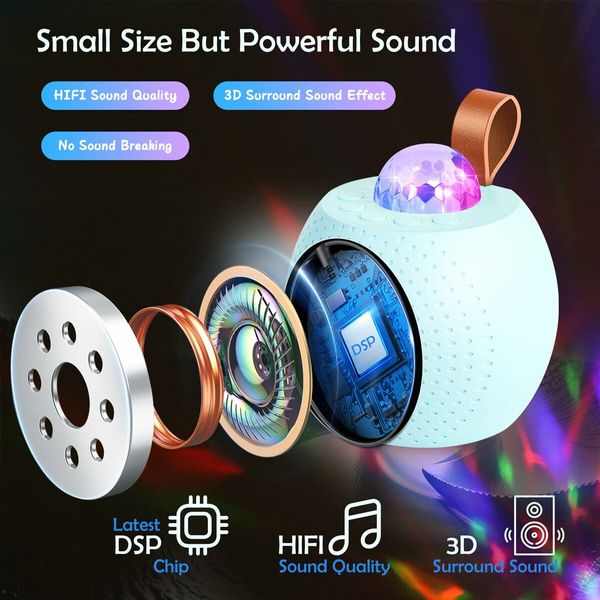 Mini Karaoke Machine for Kids Bluetooth Speaker with 2 Wireless Mic,Portable Microphone Speaker with Colorful LED(Blue)