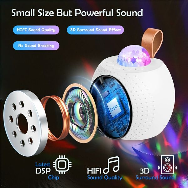 Mini Karaoke Machine for Kids Bluetooth Speaker with 2 Wireless Mic,Portable Microphone Speaker with Colorful LED(White)