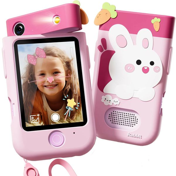 Kids Smart Phone Touchscreen 2.8 Inch Toddler Learning Toy with Rotating Camera Music Player 32G SD Card