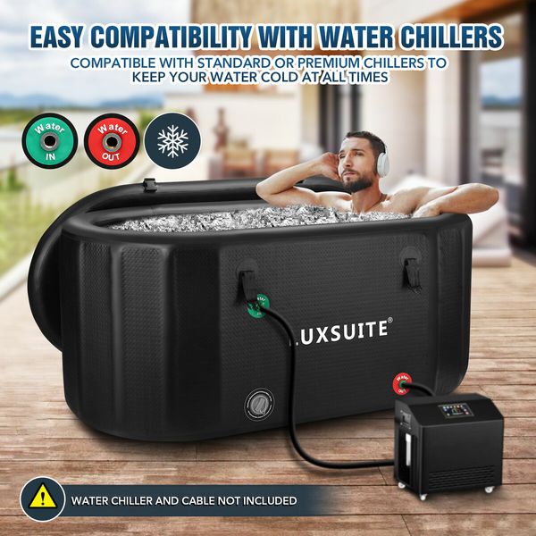 519L Ice Bath Tub Inflatable Portable Cold Plunge Hot Soaking XL Folding Insulated Spa Massage Water Chiller Compatibility Bucket Athletes Luxsuite