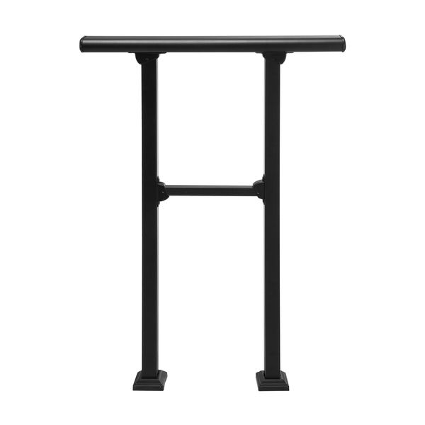 Stair Handrail Railings 1 to 2 Steps Black Metal Adjustable Safety Guard Hand Rails Kit for Outdoor Staircases Decks Porches