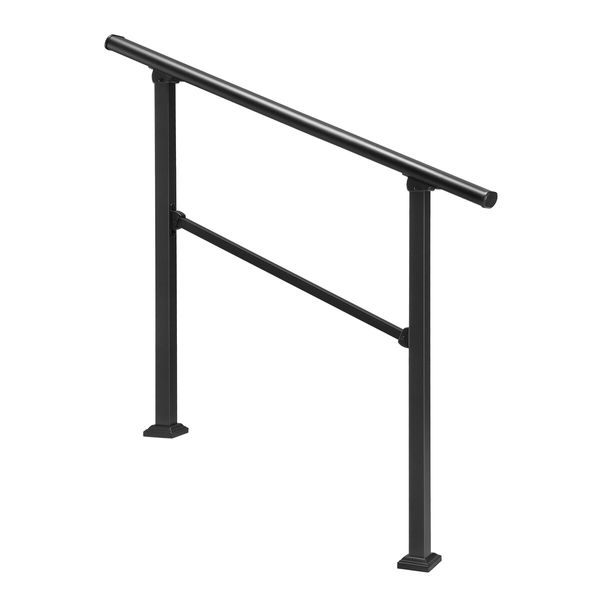 Stair Handrail Railings 4 to 5 Steps Metal Adjustable Black Safety Guard Hand Rails Kit for Outdoor Staircases Porches Decks