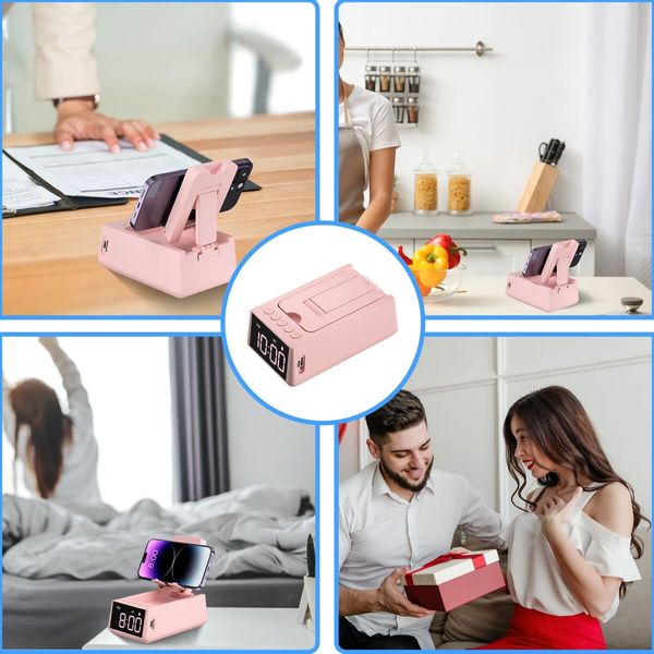 Cell Phone Stand Bluetooth Speaker with Anti-Slip Base,HD Surround Sound,Cool Multi Functional Gadget,Unique Gift for Him,Her,Husband,Wife,Dad,Mom (Pink)