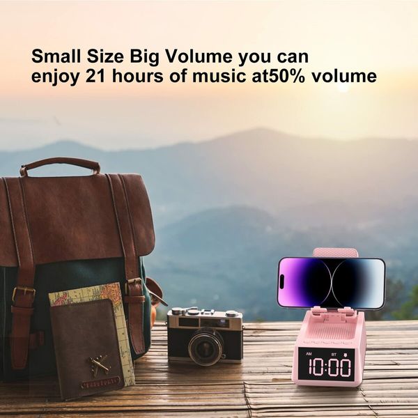 Cell Phone Stand Bluetooth Speaker with Anti-Slip Base,HD Surround Sound,Cool Multi Functional Gadget,Unique Gift for Him,Her,Husband,Wife,Dad,Mom (Pink)