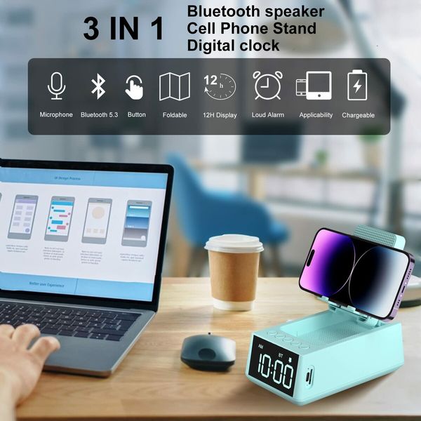 Cell Phone Stand Bluetooth Speaker with Anti-Slip Base,HD Surround Sound,Cool Multi Functional Gadget,Unique Gift for Him,Her,Husband,Wife,Dad,Mom (Blue)