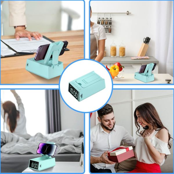 Cell Phone Stand Bluetooth Speaker with Anti-Slip Base,HD Surround Sound,Cool Multi Functional Gadget,Unique Gift for Him,Her,Husband,Wife,Dad,Mom (Blue)