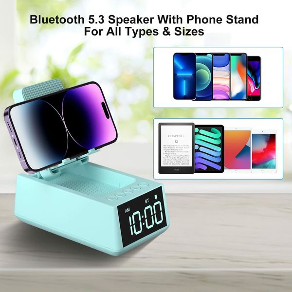 Cell Phone Stand Bluetooth Speaker with Anti-Slip Base,HD Surround Sound,Cool Multi Functional Gadget,Unique Gift for Him,Her,Husband,Wife,Dad,Mom (Blue)