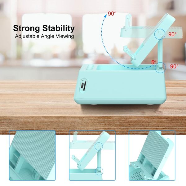 Cell Phone Stand Bluetooth Speaker with Anti-Slip Base,HD Surround Sound,Cool Multi Functional Gadget,Unique Gift for Him,Her,Husband,Wife,Dad,Mom (Blue)