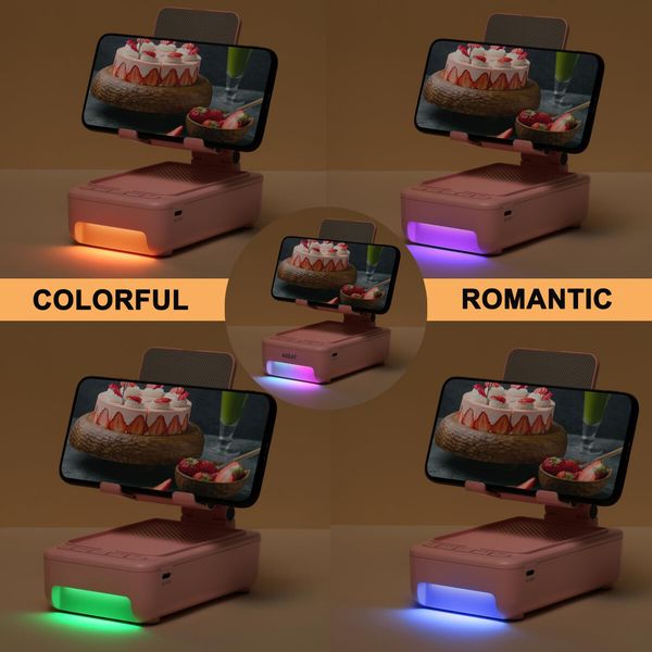 Cell Phone Stand with Bluetooth Speaker and Led Color Changing Light,Unique Gifts for Women Dad Her Husband,Birthday Gifts for Men (Pink)