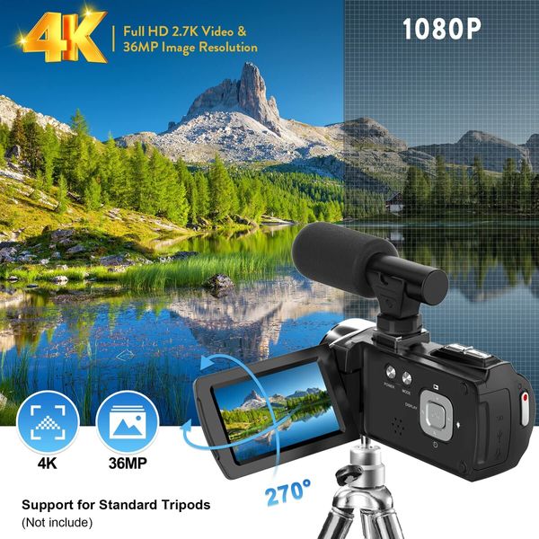 Video Camera Camcorder HD 4K 48MP Video Recorder Camera Vlogging Camera 3.0In LCD Screen 18X Digital Zoom and 32G SD Card