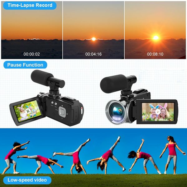 Video Camera Camcorder HD 4K 48MP Video Recorder Camera Vlogging Camera 3.0In LCD Screen 18X Digital Zoom and 32G SD Card