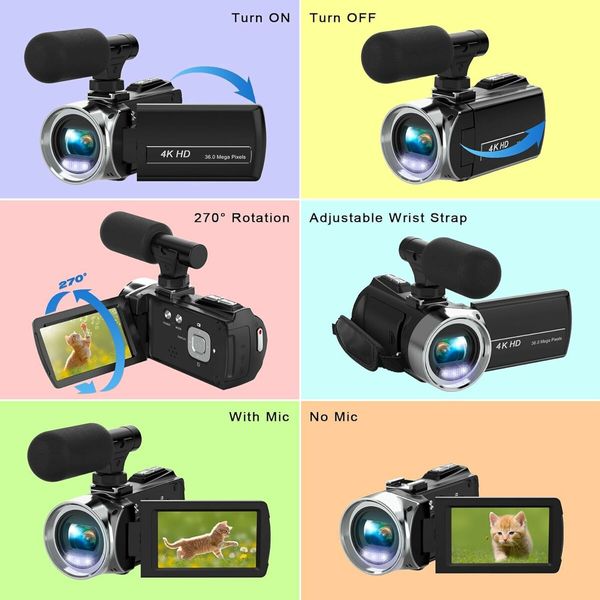 Video Camera Camcorder HD 4K 48MP Video Recorder Camera Vlogging Camera 3.0In LCD Screen 18X Digital Zoom and 32G SD Card