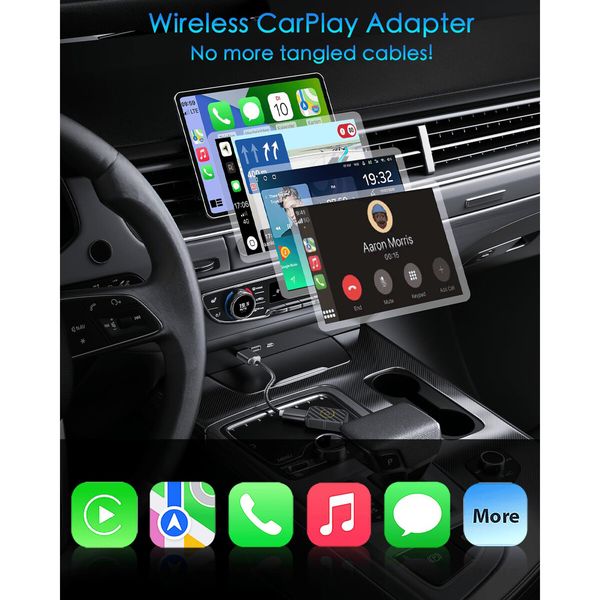 Mini Wireless CarPlay Adapter,Plug & Play Low Latency Converts Wired to Wireless CarPlay Dongle for iPhone iOS 10+,Connection Fast & Stable