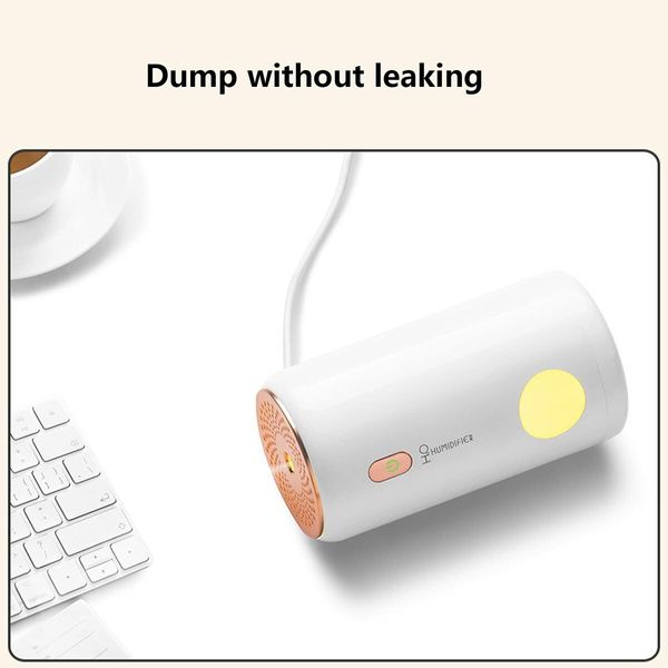 Mini USB Powered Car Humidifier Mute Large Misting Air Humidifier for Home Office Bedroom One Key Operation (White)