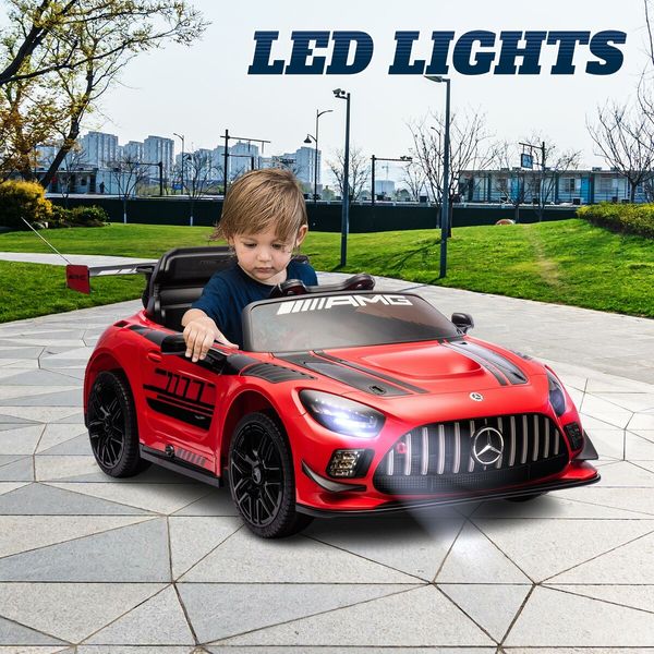 Mercedes Benz Licensed Ride On Car AMG GT3 Parental Remote Electric Vehicle Toy 12V Rechargeable Battery with Horn LED MP3 Childrens Red