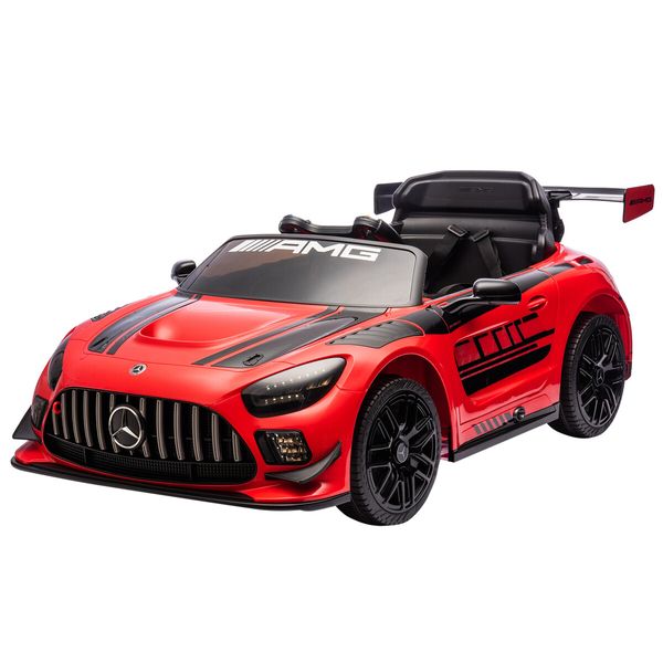 Mercedes Benz Licensed Ride On Car AMG GT3 Parental Remote Electric Vehicle Toy 12V Rechargeable Battery with Horn LED MP3 Childrens Red