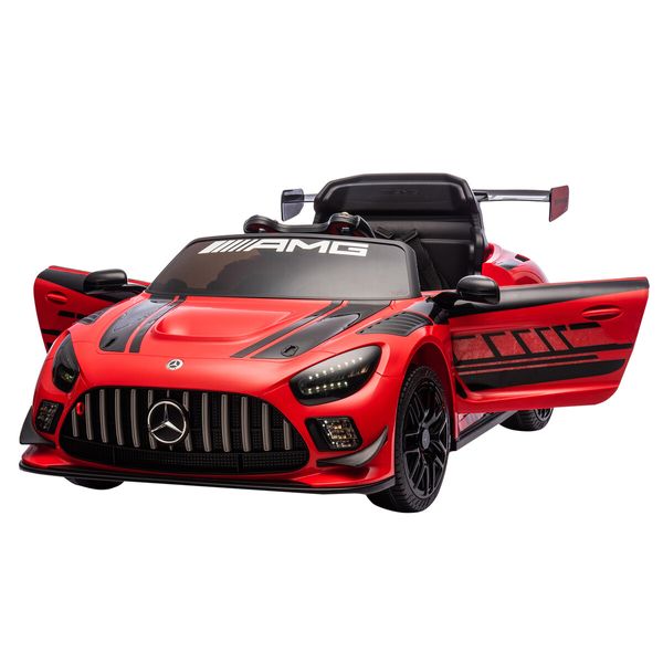 Mercedes Benz Licensed Ride On Car AMG GT3 Parental Remote Electric Vehicle Toy 12V Rechargeable Battery with Horn LED MP3 Childrens Red