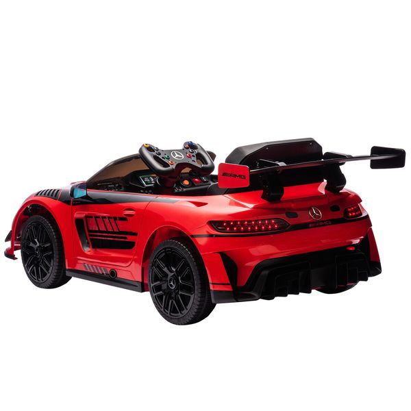 Mercedes Benz Licensed Ride On Car AMG GT3 Parental Remote Electric Vehicle Toy 12V Rechargeable Battery with Horn LED MP3 Childrens Red