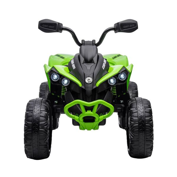 Can-Am Licensed Ride On Car 12V Electric ATV Quad Bike 4 Wheeler 2 Motor Motorised Vehicle Toy with LED MP3 Bluetooth Rechargeable Battery Story Green