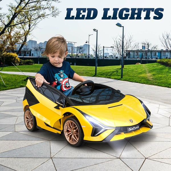 Electric Ride On Car Lamborghini Sian Licensed 12V Battery Power Motorised Toy Vehicle Roadster with Parental Remote Control Suspension LED Music Horn