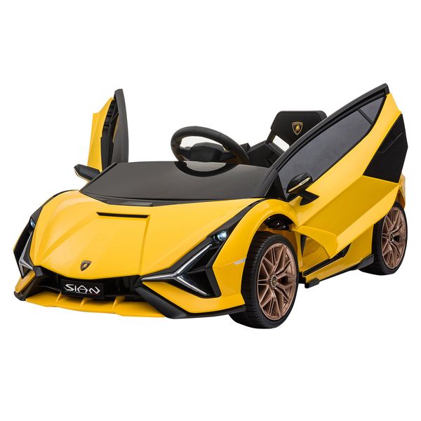 Electric Ride On Car Lamborghini Sian Licensed 12V Battery Power Motorised Toy Vehicle Roadster with Parental Remote Control Suspension LED Music Horn