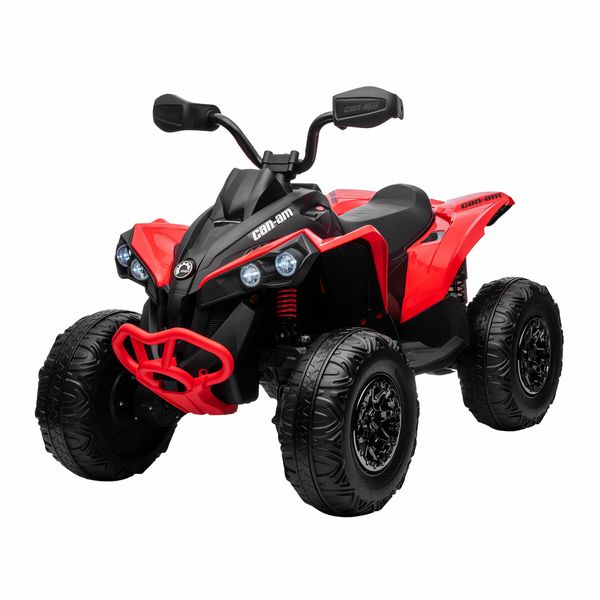 Can-Am Licensed Ride On Car 12V Electric ATV Quad Bike 4 Wheeler 2 Motor Motorised Vehicle Toy with LED MP3 Bluetooth Story Rechargeable Battery Red