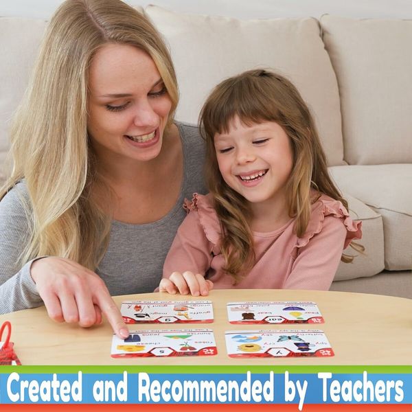 Phonics Flash Cards, Learn to Read in 20 Stages, Digraphs CVC Blends Long Vowel Sounds, Games for Kids Ages 4 to 8 Kindergarten