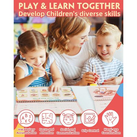 Human Body Preschool Busy Book 30 Pages Quiet Book, Montessori Learning Toys for Toddlers 3-5, Learning Activities Coloring Sticker Book