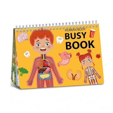 Human Body Preschool Busy Book 30 Pages Quiet Book, Montessori Learning Toys for Toddlers 3-5, Learning Activities Coloring Sticker Book