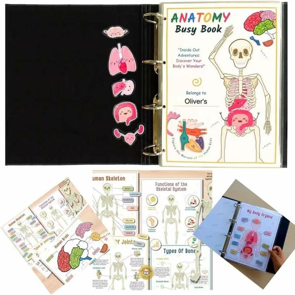 Human Anatomy Busy Book, Preschool Montessori Toys for Kids, Montessori Human Organ Match Preschool Interactive Anatomy Busy Book